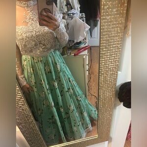 Silver and mint green anarkali